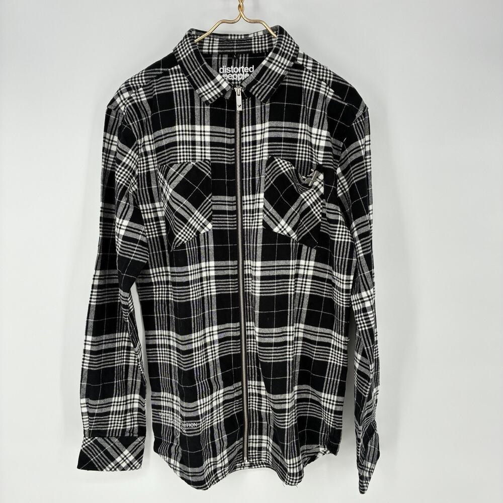 Distorted People Vintage Spirit Collection Black and White Flanel Men's Size L